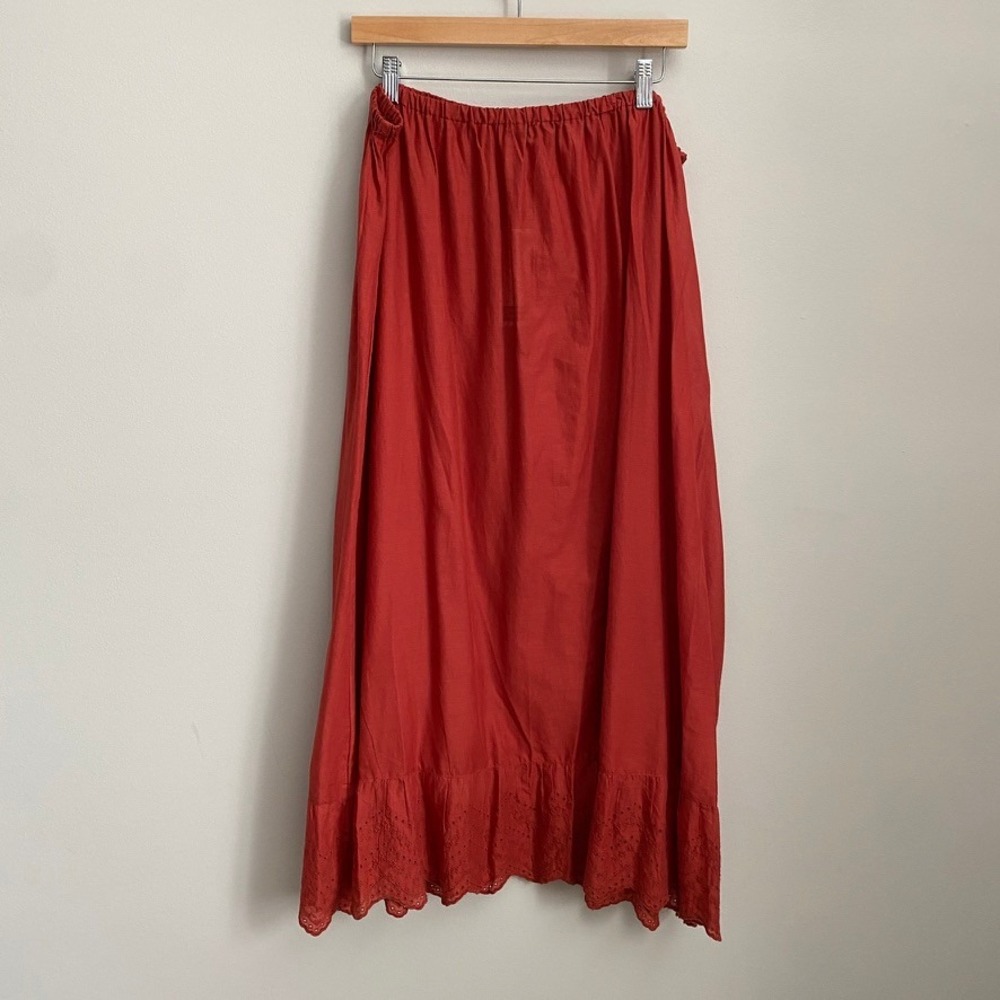 Gudrun Sjoden Petticoat Skirt Womens XL Slip Organic Cotton Eyelet Maxi Prairie